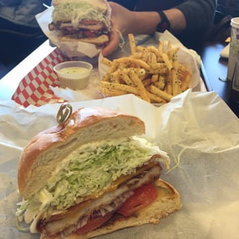 Katsu Burger - Ninja (pork) burger (split between two) with seaweed fries and wasabi mayo dipping sauce! - Burgers Near Me - Seattle, Washington Katsu Burger - Ninja (pork) burger (split between two) with seaweed fries and wasabi mayo dipping sauce! - Burgers Near Me - Seattle, Washington