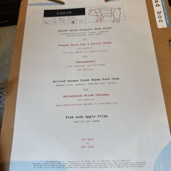 Ad Hoc & Addendum - Menu 5/31/26 - New American Near Me - Yountville, California