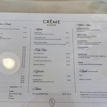 Crème Coffee - Menu - Coffee & Tea Near Me - Sacramento, California