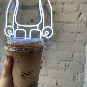 AlimamaTea - Cold brew milk tea with mini boba $6.50 - Desserts Near Me - New York, New York