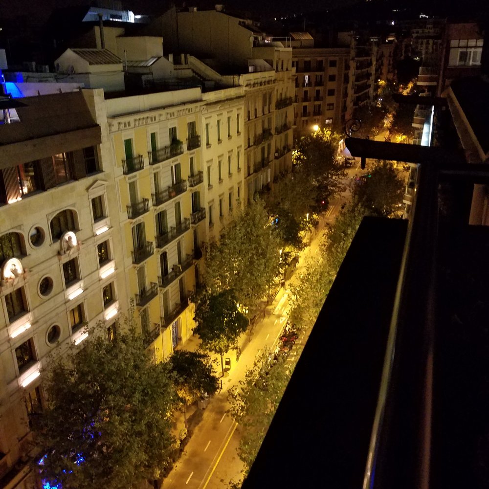 Hotel America - Looking down the road from the rooftop bar. - Hotels Near Me - Barcelona, B