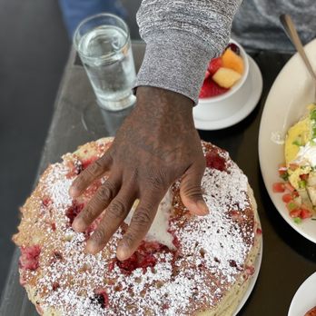 The Griddle Cafe - The Barry Yellow Pancakes makes my hands look so small! Barry Yellow - Breakfast & Brunch Near Me - Los Angeles, California The Griddle Cafe - The Barry Yellow Pancakes makes my hands look so small! Barry Yellow - Breakfast & Brunch Near Me - Los Angeles, California
