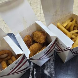 Bella Chicken and Burger - Sides - Onion Rings, 10 piece Chicken Nuggets, and Crispy Fries