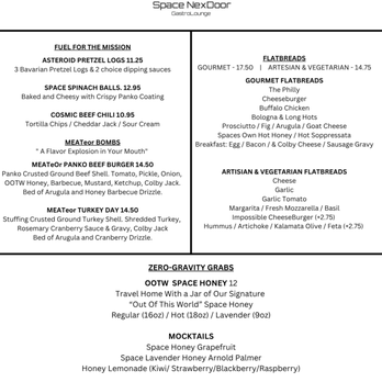 Space NexDoor GastroLounge - Food Menu - Tapas/Small Plates Near Me - Utica, New York