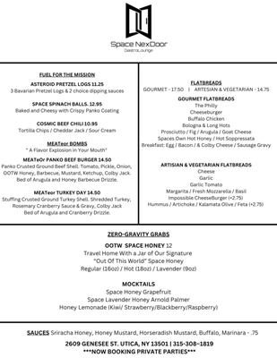 Menu photo 3 Space NexDoor GastroLounge Utica, NY