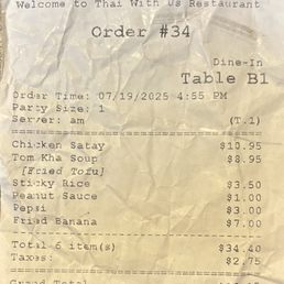 Bill and items I ordered Bill and items I ordered