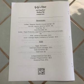GG Diner - a menu on a tiled floor - American Near Me - Hamburg, New York