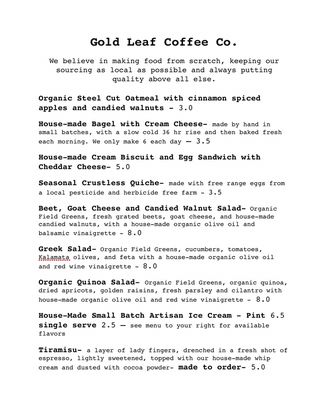 Menu photo 8 Gold Leaf Coffee Co. Ormond Beach, FL