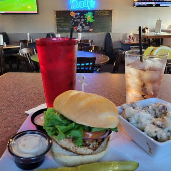 Woody's Raw Bar & Grill - Grilled Mahi Fish sandwich and apple - Sports Bars Near Me - Chesapeake, Virginia Woody's Raw Bar & Grill - Grilled Mahi Fish sandwich and apple - Sports Bars Near Me - Chesapeake, Virginia