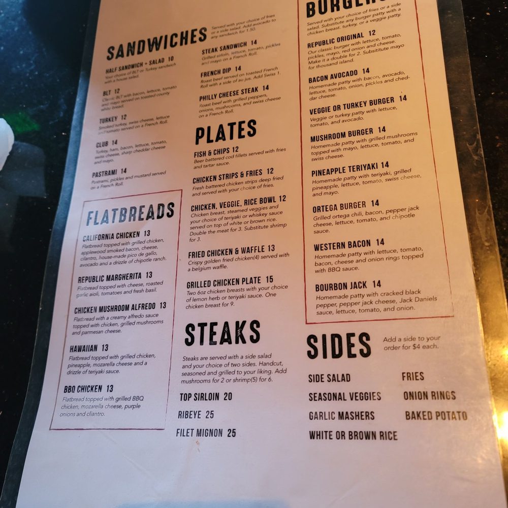 Republic - Nice menu - Sports Bars Near Me - Victorville, California Republic - Nice menu - Sports Bars Near Me - Victorville, California