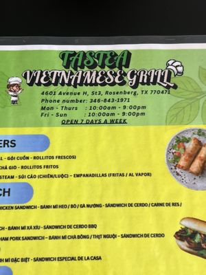Menu photo 1 Tastea Vietnamese Grill Rosenberg, TX Menu photo 1 Tastea Vietnamese Grill Rosenberg, TX