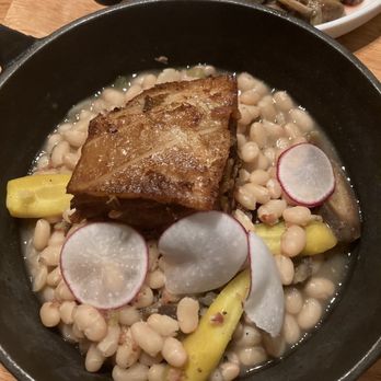 Revel Market and Bar - Pork belly with lentils - Bars Near Me - Richmond, Virginia Revel Market and Bar - Pork belly with lentils - Bars Near Me - Richmond, Virginia