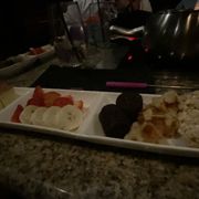Photo of The Melting Pot - Kennesaw, GA, United States. Full dessert platter.....pound cake, fresh strawberries &amp; bananas, chocolate covered marshmallows, and rice krispy treats!