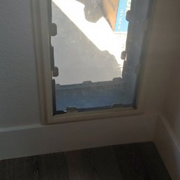 Dog door installation.