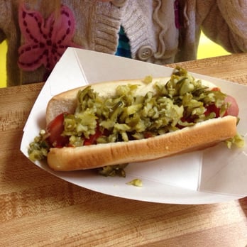 The Dam Dogs - Hot dog with ketchup and pickles. - Hot Dogs Near Me - Rockford, Michigan The Dam Dogs - Hot dog with ketchup and pickles. - Hot Dogs Near Me - Rockford, Michigan