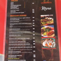 Pollo Pirata - Menu in English for the taco side.