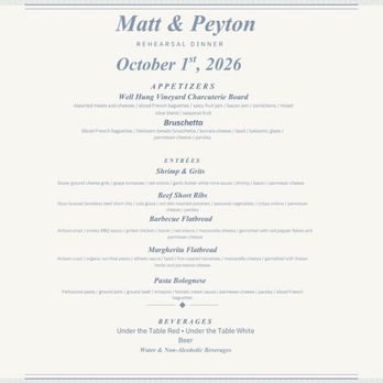 Well Hung Vineyard - Our rehearsal dinner menu - Wine Bars Near Me - Charleston, South Carolina Well Hung Vineyard - Our rehearsal dinner menu - Wine Bars Near Me - Charleston, South Carolina