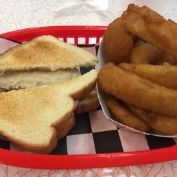 Chicken salad and onion ring