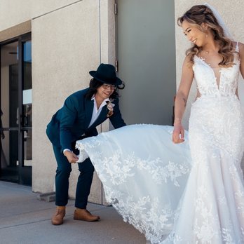 Lucky Brides - The front V and cutouts on the side were part of my custom design - Bridal Near Me - Los Angeles, California