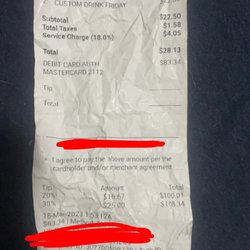 Hoba Lounge - Receipt from Hoba lounge