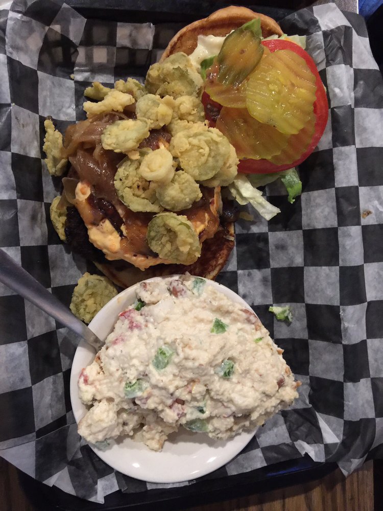 JJ burger with cornbread salad Yelp