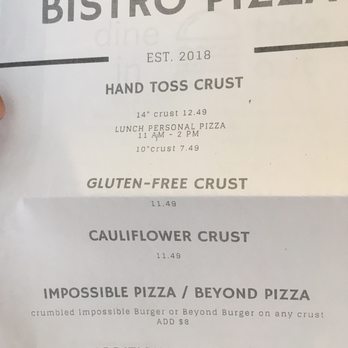 Oak Tree Bistro - PIZZA portion of menu - Pizza Near Me - Huntsville, Alabama
