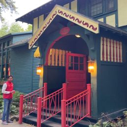 Exterior outside entrance of Woods Restaurant - Mackinac Island, Michigan Exterior outside entrance of Woods Restaurant - Mackinac Island, Michigan