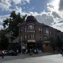 A prominent corner storefront.