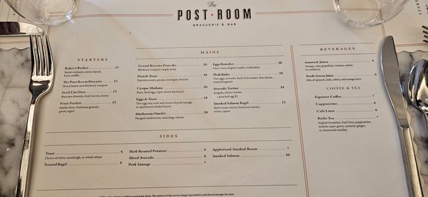 Menu photo 1 The Post Room San Francisco, CA