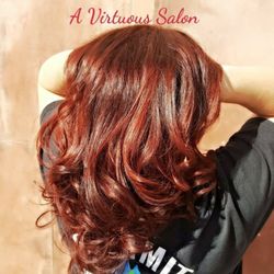 A Virtuous Salon - Beautiful Red Highlights Bayalage