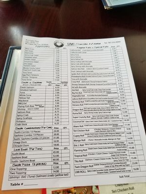 Menu photo 1 UMI Sushi Bar San Juan, PR