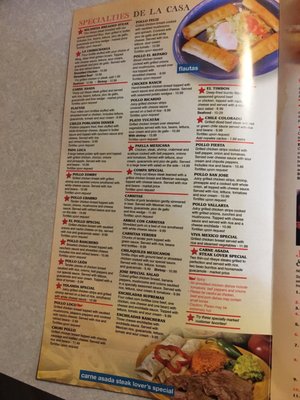 Menu photo 2 EL Reparo Mexican Restaurant Liberty, IN