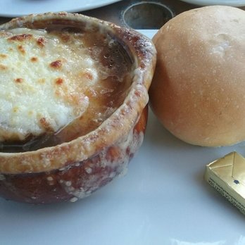French Corner Cafe - French onion soup....cheesy and yummy (yes, I picked off the overflow of cheese draped down over the rim). - Bakeries Near Me - Palm Desert, California French Corner Cafe - French onion soup....cheesy and yummy (yes, I picked off the overflow of cheese draped down over the rim). - Bakeries Near Me - Palm Desert, California