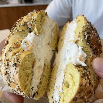 Boichik Bagels Factory - Eggything bagel w/ horseradish cheddar scallion smear - Bagels Near Me - Berkeley, California Boichik Bagels Factory - Eggything bagel w/ horseradish cheddar scallion smear - Bagels Near Me - Berkeley, California