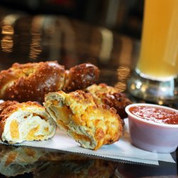 Autonomous Society Brewpub - Pimento cheese stuffed pretzels with marinara sauce