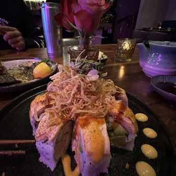 Azabu  - Philadelphia roll next to a plate of octopus that didn't make it in the picture (both very delish) - Japanese Near Me - Whittier, California
