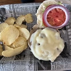 Bleachers Sports Bar & Grill - Mushroom Swiss burger