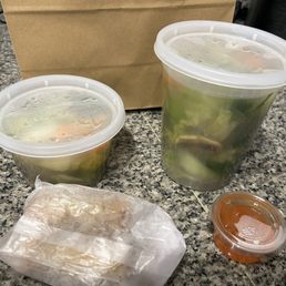 Take Out - Vegetable & Tofu (omitted) Soup & Vegetable Spring Rolls, 09.19.2023.
