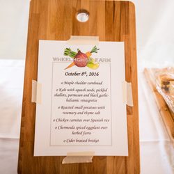 Wheelhouse - Our happy wedding dinner menu