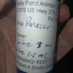 Holly Pond Animal Clinic - What is the name on the bottle and exactly what is it for