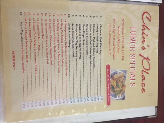 Menu photo 8 Chin's Place Akron, OH