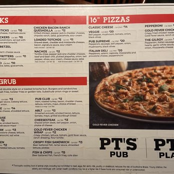 PT's Pub - Food menu! I got the PUB CLASSIC and my husband got the PUB CLUB - Sports Bars Near Me - Las Vegas, Nevada