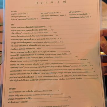 Spruce - Menu (May 2025) - American Near Me - Port Angeles, Washington