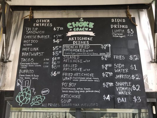Menu photo 7 The Choke Coach Salinas, CA