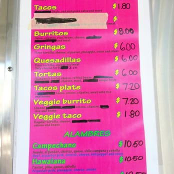 Cheztakos!!! - Menu as of Aug 2014 - Mexican Near Me - Mountain View, California