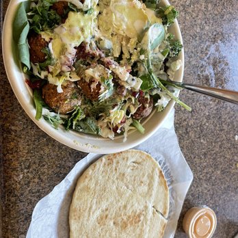 Hummus Republic - Falafel qBowl Pita bread - Salad Near Me - Huntington Beach, California Hummus Republic - Falafel qBowl Pita bread - Salad Near Me - Huntington Beach, California