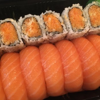 Wasabi - Salmon lover sushi entrée.  Very fresh, the pieces held together, and it was tasty. I especially enjoyed the tiny bit of tempura on the maki - Sushi Bars Near Me - Hagerstown, Maryland