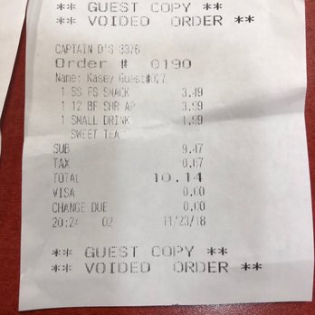 Captain D's - Refund for cold food - Seafood Near Me - Starke, Florida