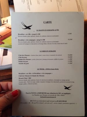 Menu photo 4 La Chambre aux Oiseaux Paris, 75 Menu photo 4 La Chambre aux Oiseaux Paris, 75