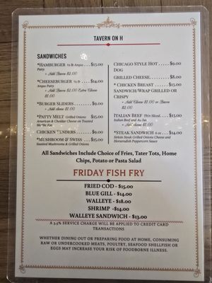 Menu photo 1 Tavern on H Franksville, WI Menu photo 1 Tavern on H Franksville, WI